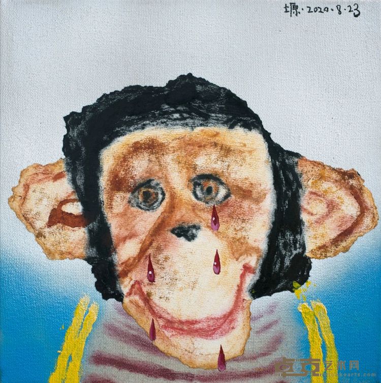 流眼泪的猴子  2020  布面综合材料  30*30cm