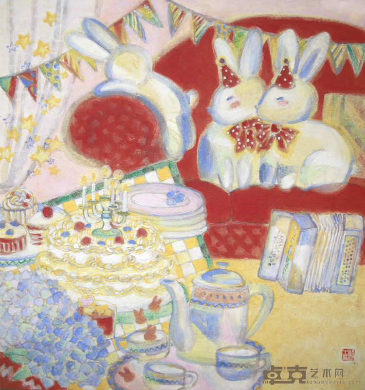 《在一起 Be Together》纸本重彩 Mineral color on paper 45x50cm 2022