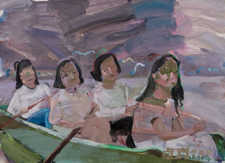 划船之一Boating No.1纸本水粉 Gouache on paper, 51x35.5cm, 2023