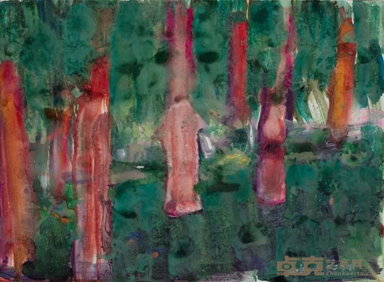 山中空地 An Open Space in the Mountains纸本丙烯 Acrylic on paper, 53.5x38cm, 2023