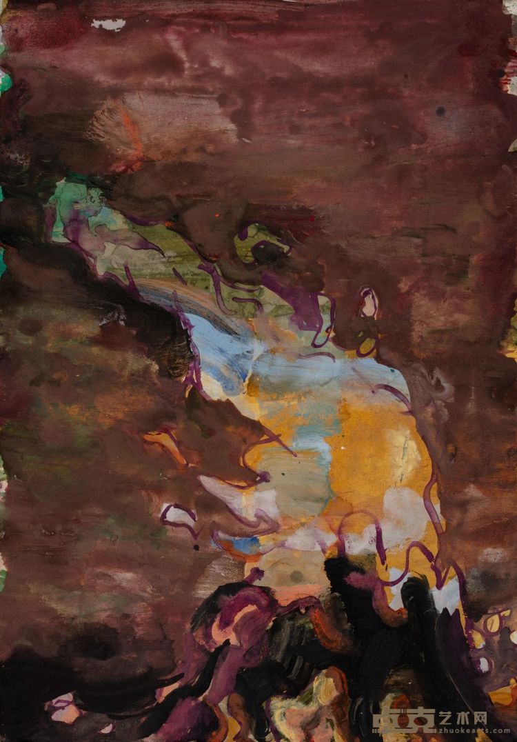 火，Fire，纸本丙烯、水粉 Acrylic and gouache on paper26x38cm, 2022.