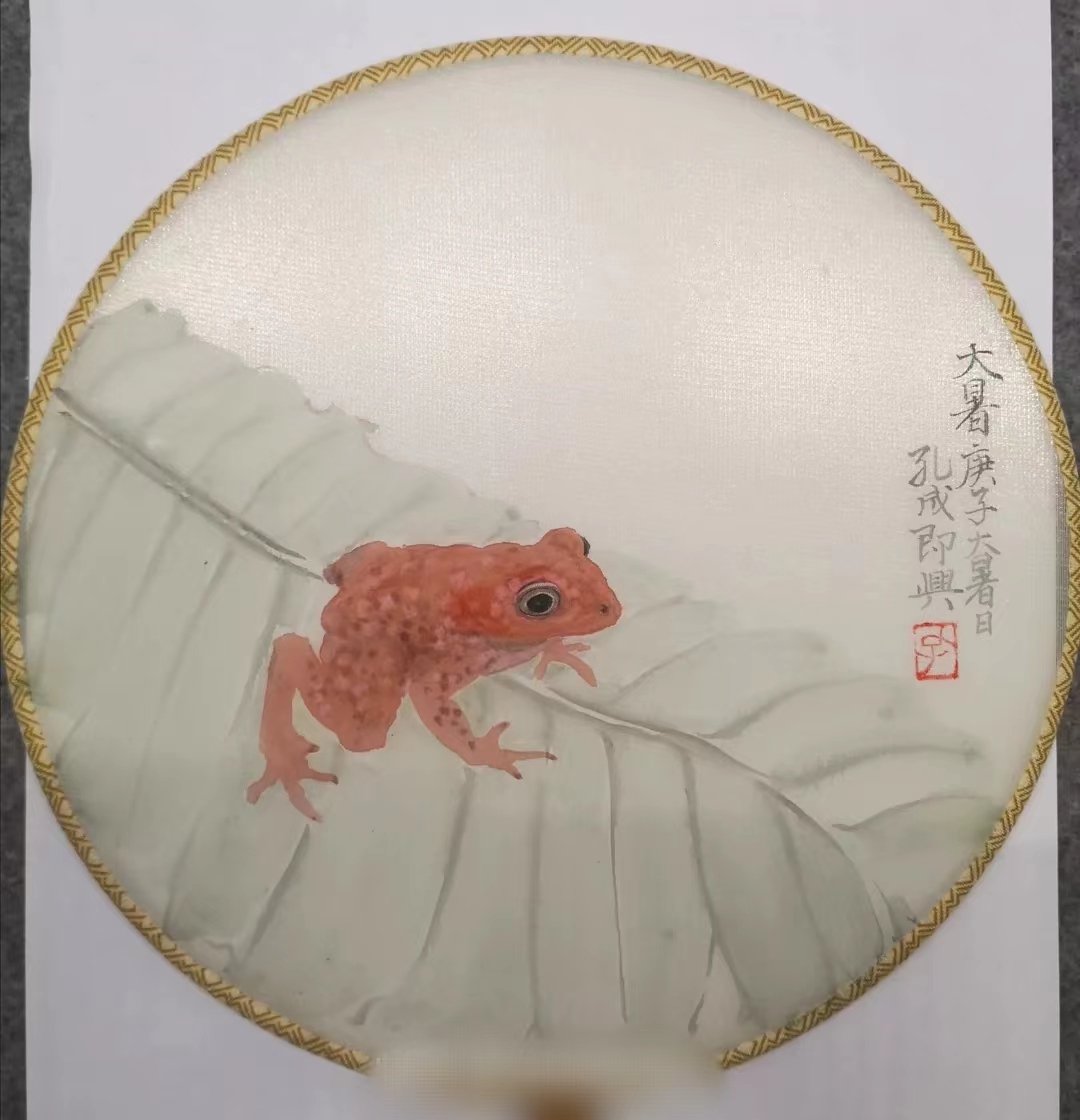 大暑，绢本团扇直径30cm