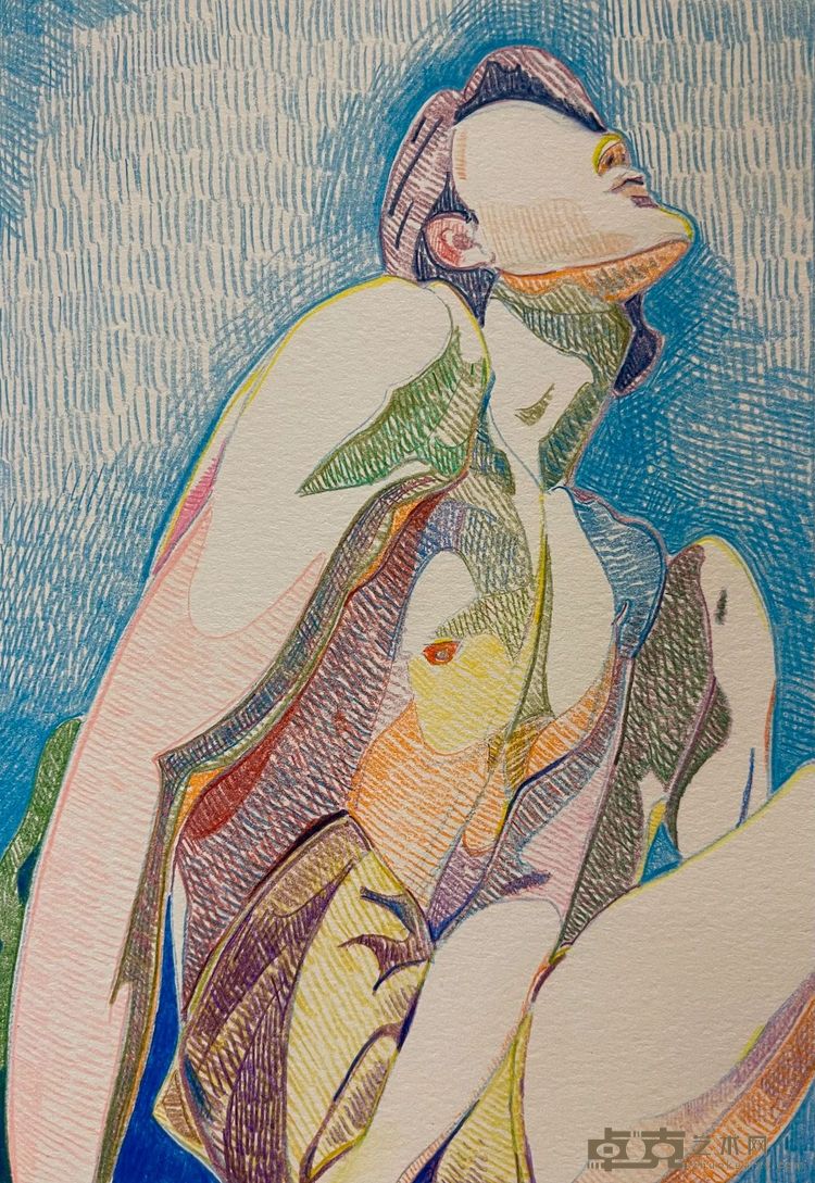 大下巴的男人 19x13cm 纸本彩铅 2022
