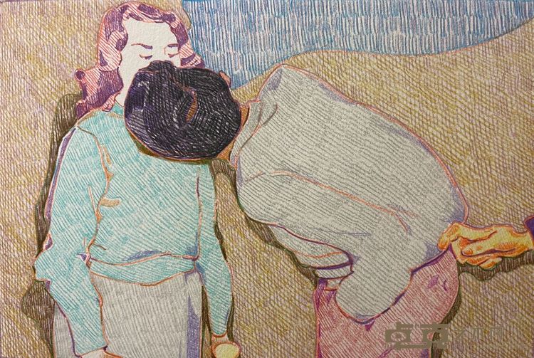 三个人 13x19cm 纸本彩铅 2023