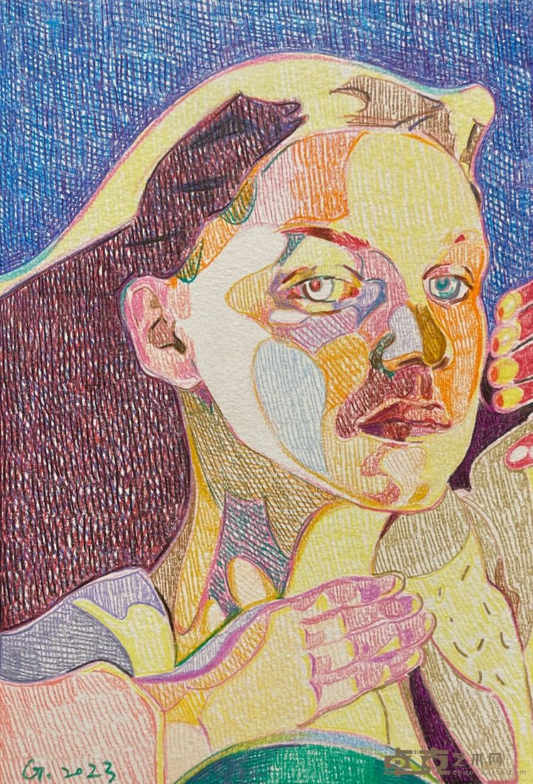 高歌 金发少女 13x19cm 纸本彩铅 2023
