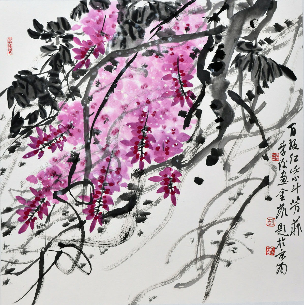 将书法运笔技巧融于国画，“紫藤王子”书画作品亮相日本