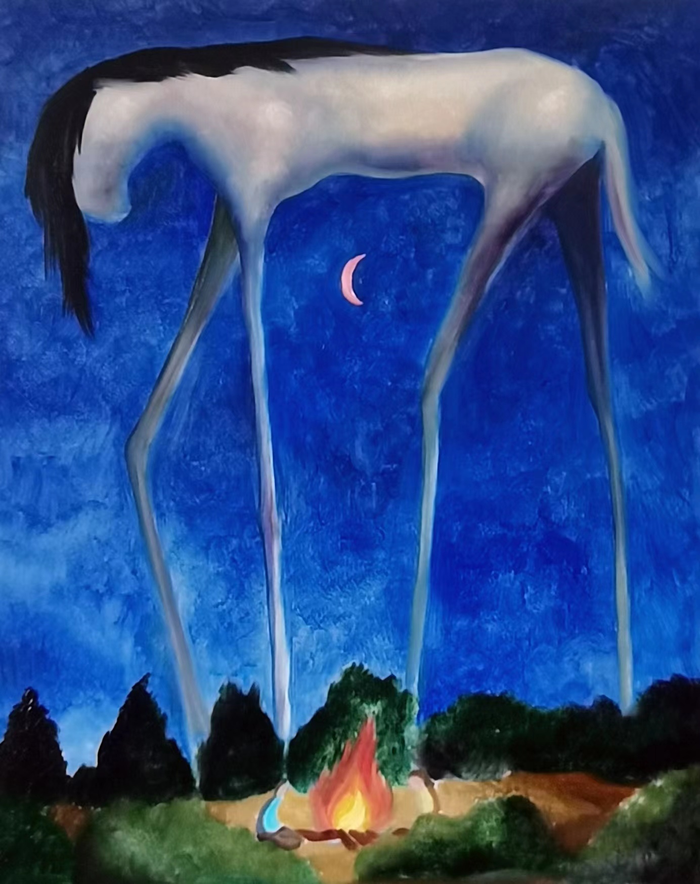 月亮下的篝火40×50cm