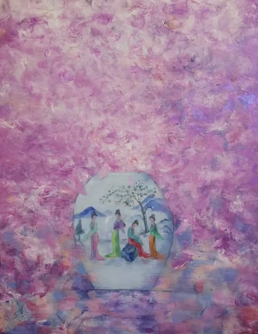 《瓶·静 06 Vase 06》，布上油画100x80 cm，2021