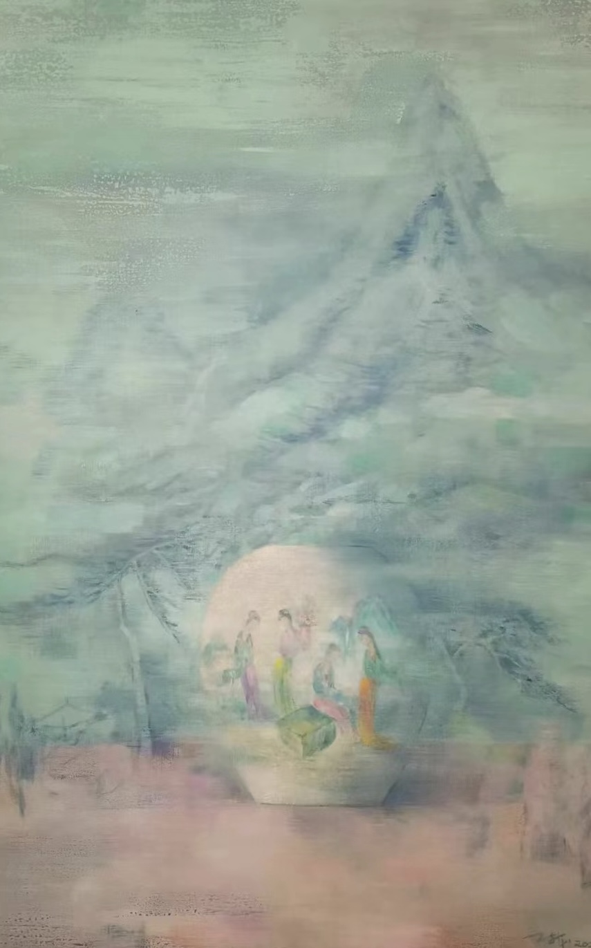 《瓶·静 11 Vase 11》，布上油画140x90cm，2021