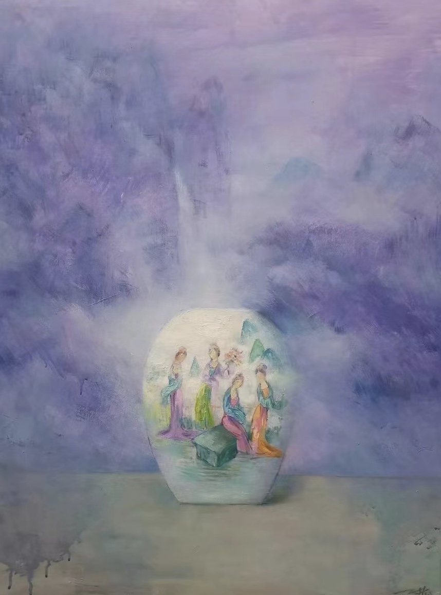 《瓶·静 05 Vase 05》，布上油画120x80cm，2021