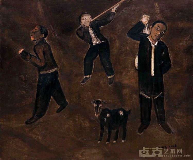 麻黄梁之夜50x180cm布面油画2008年
