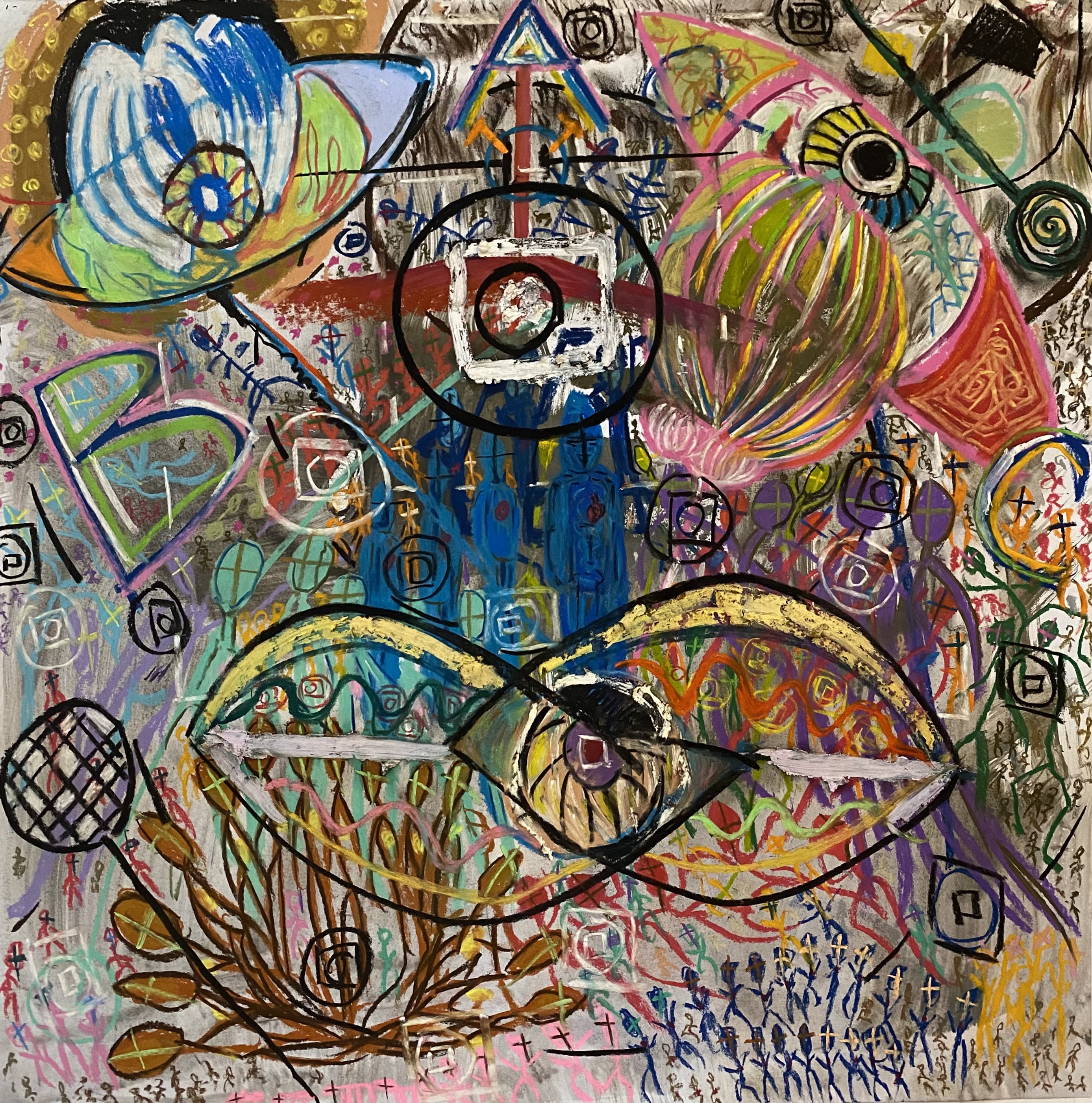 一念万相、炁归自然--之 八门一界- 是非（组画）60×60cm