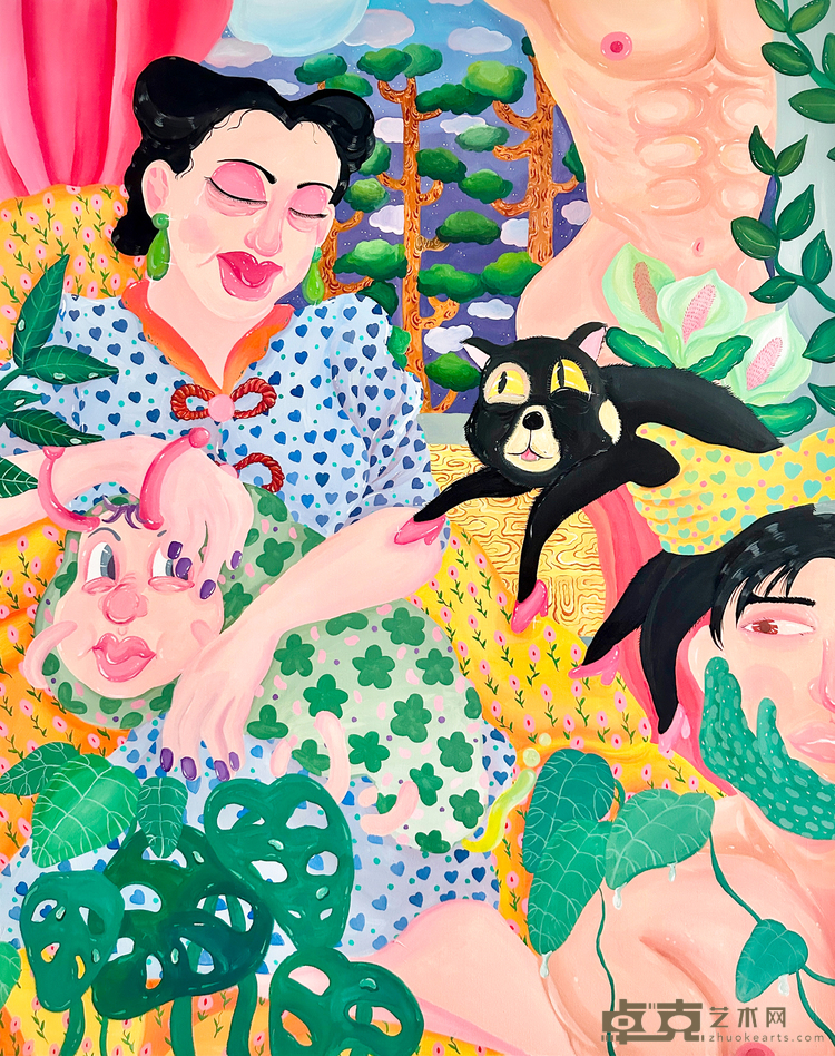 《夜深人静时 The Silence is Sinking in the Air》布面丙烯 Acrylic on canvas 120x150cm 2024