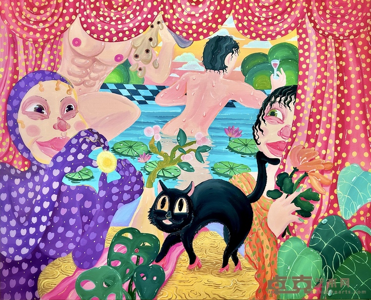 《浪漫肥皂剧：春色满园 Telenovela：he arden is Gay Kind of Blossoms》布面丙烯 Acrylic on canvas 150x120cm 2024