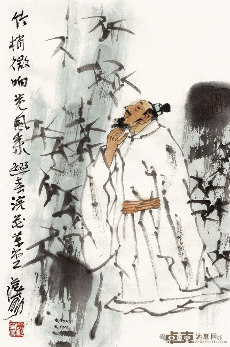 竹梢微雨觉风来 33x21cm