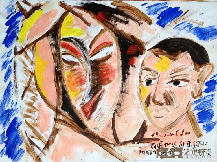 毕加索像和阿维农的少女布上丙烯110x69cm2019