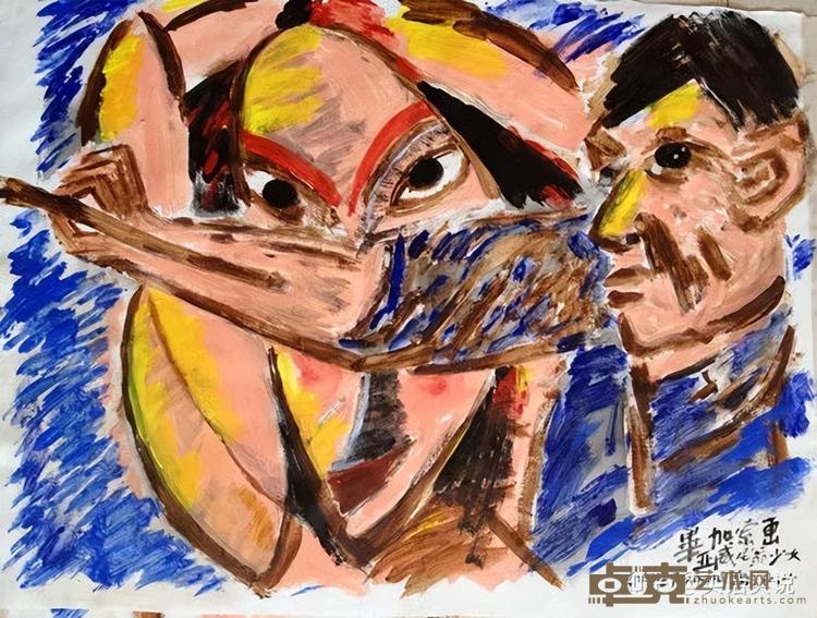 毕加索画亚威农翁的少女布上丙烯72x110cm2014