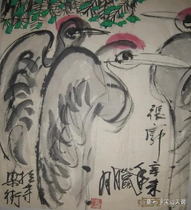 松鹤图纸本设色62x62cm2022