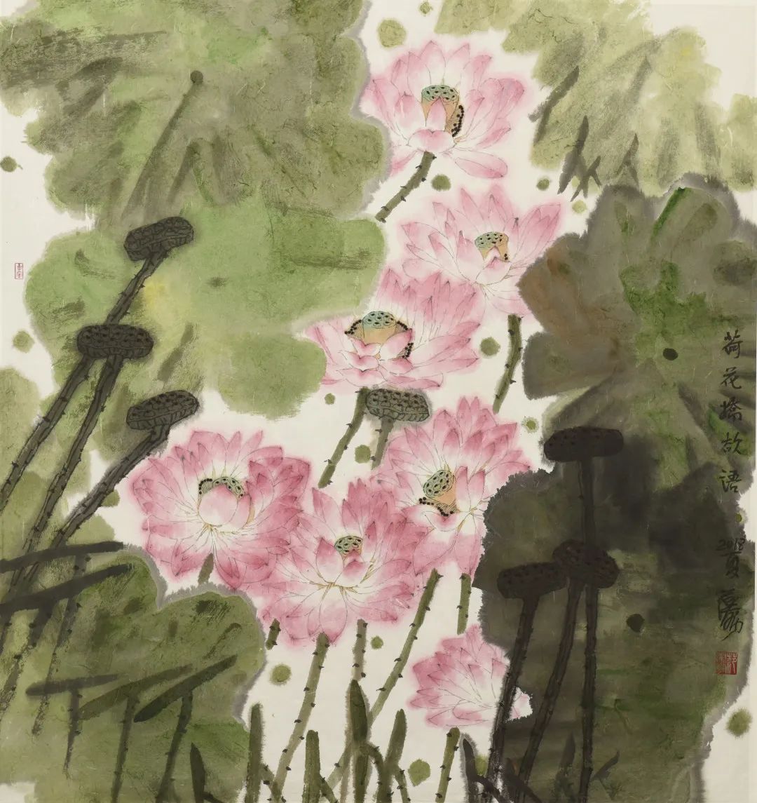 荷花娇若雨97x90cm