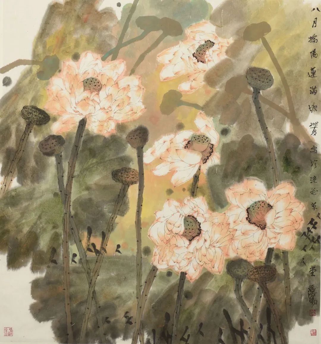 八月娇阳莲滿塘97x91cm