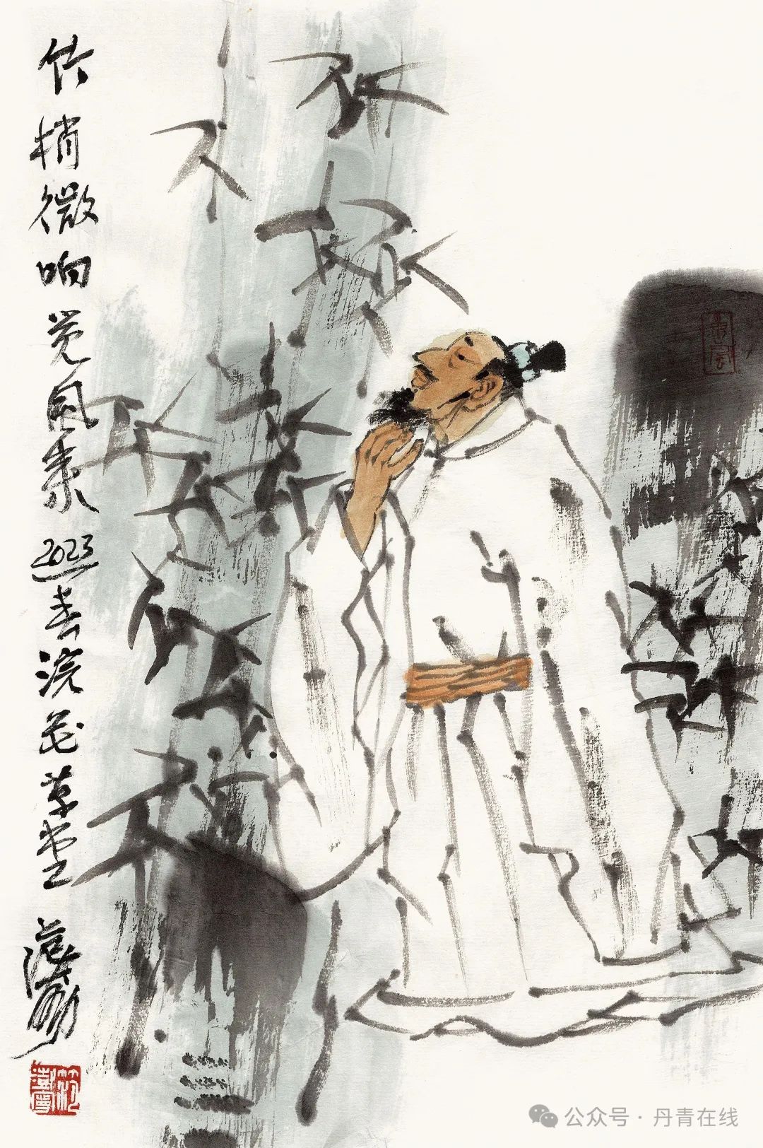 竹梢微雨觉风来33x21cm