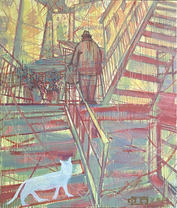 《线索·一天的结束》，布面丙烯，185 × 155 cm ，2024