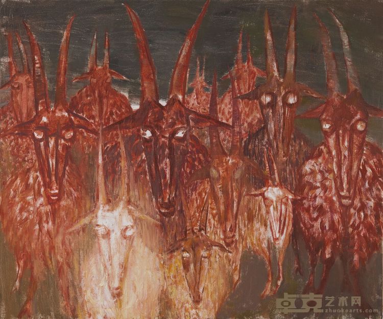 《发光的羊·之一》，布面油画，155 × 180 cm，2022