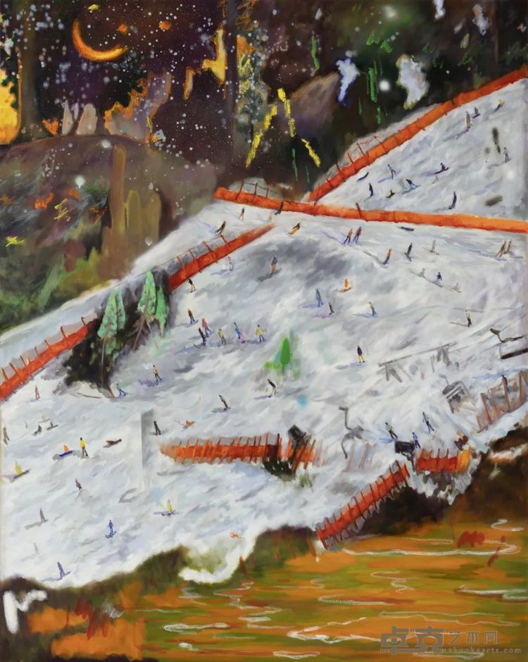 万鹏，《诞生·风景》，亚麻布面油画，200 × 160 cm，2024