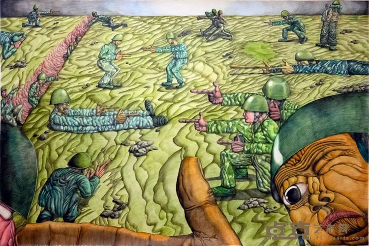 《战地》| Battlefield 2023纸本彩铅 | colored pencil on paper131 × 188 cm