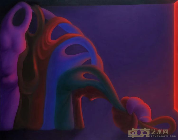 李念昕《它並不要求你为之反省》，布面丙烯，121.92 × 152.4 cm，2024