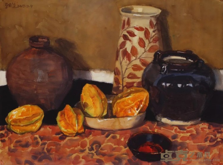 《陶罐与杨桃》54X79cm1996年