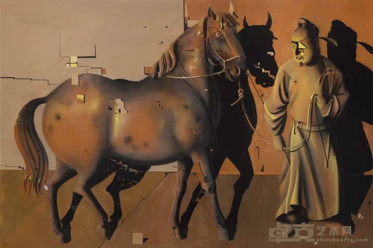 《古典外衣_马》，布面综合材料，200 × 300 cm，2024