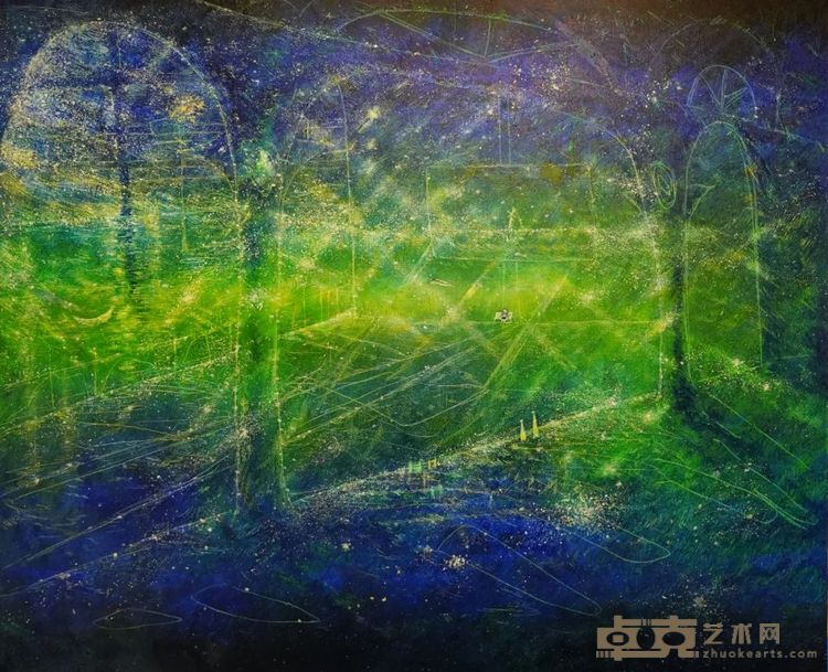 盐泽凯伦《深夜来信》60.6 x 72.7 cm | 板面油彩、丙烯、树脂 | 2024