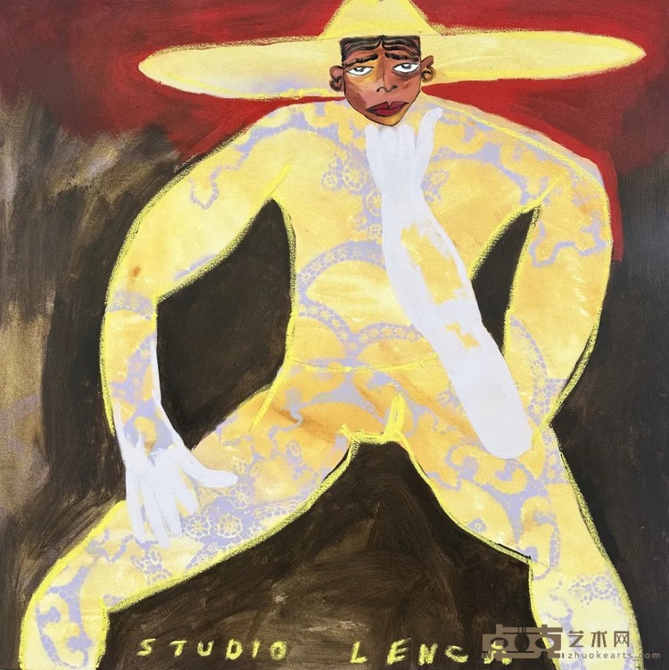 《舞者》，布面油画和丙烯，100 × 100 cm ，2024