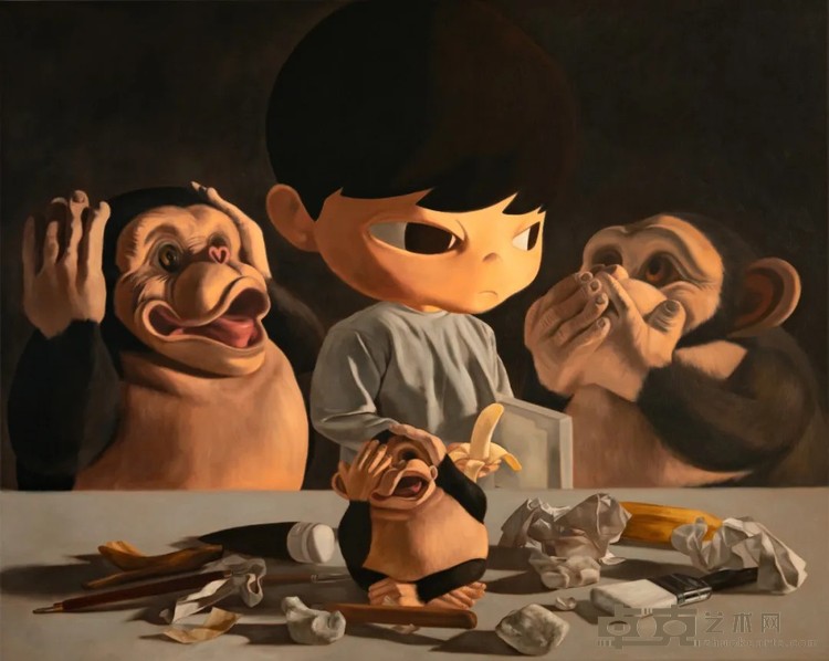 厄斯，《孤注⼀掷》，亚麻布面油画，80 × 100 cm，2024