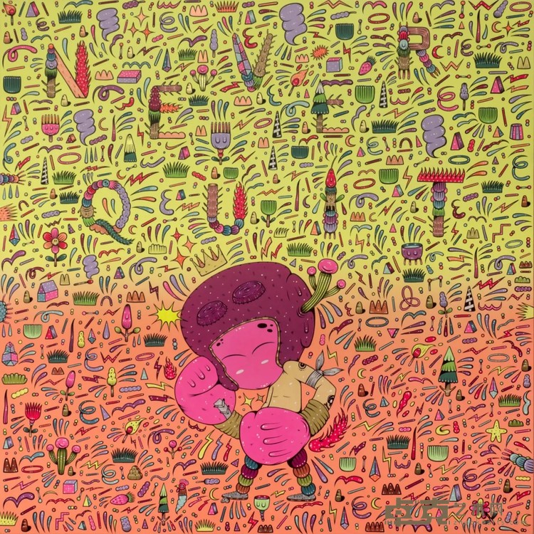 瑞泽·哈森，《坚持》，布面丙烯，150 × 150 cm，2024