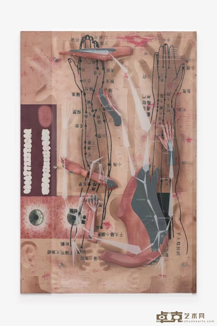 王梓全《空间中交错的线，是虚拟人的航标－7》综合材料,230×155×11cm,2023