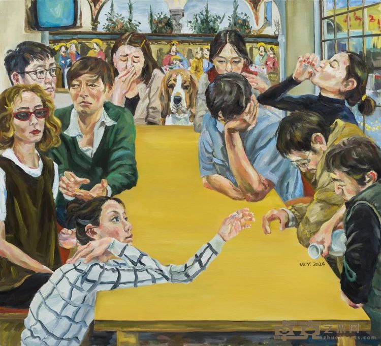 《这时对，那时错》，布面油画，100 × 110 cm，2024