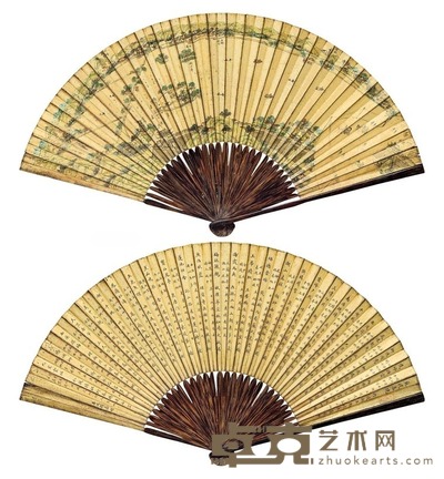 佚名 西湖十景书法 成扇 14×32cm
