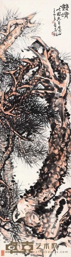 吴茀之 双清 立轴 150×41cm