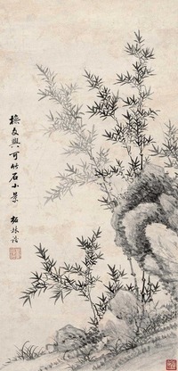 董诰 竹石 立轴