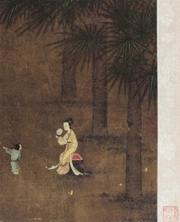 佚名 人物棕葫纳凉图 镜片
