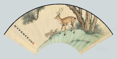 陈缘督 受天百禄 成扇面