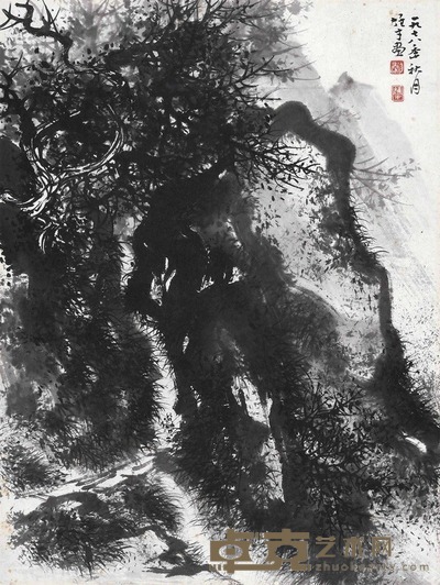 黎雄才 山涧行 立轴 46×34.7cm