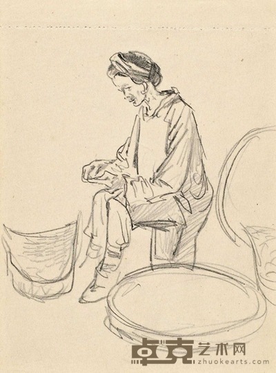 石鲁 1956年作 农妇 镜心 15.8×11.9cm