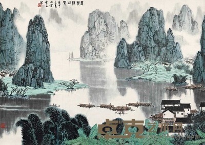 白雪石 庚申(1980年)作 万点桂山青 立轴 96×135cm