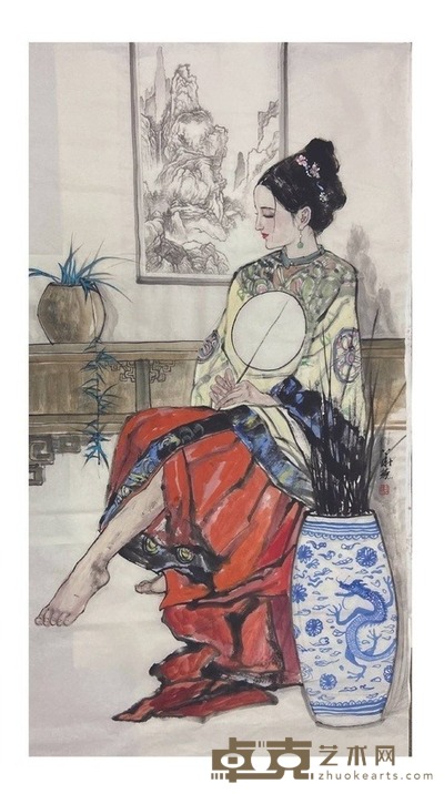 国画 仕女 