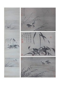 芦雁图三开立轴