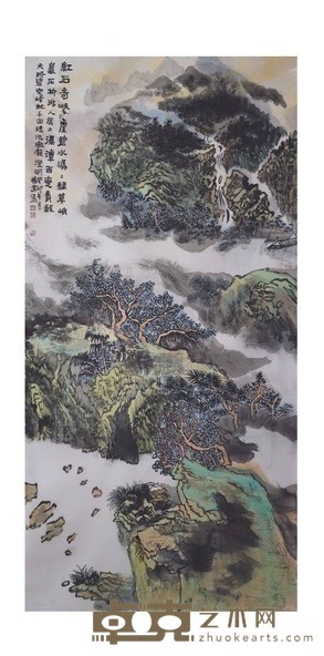 国画 红石奇峡丹 