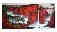 山水《红韵照江山》